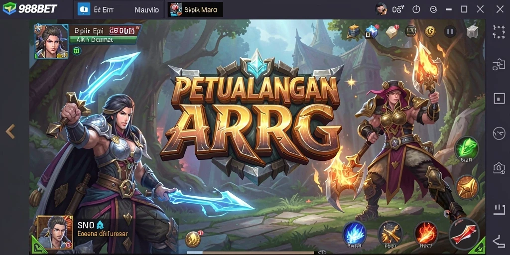 Screenshot gameplay 988BET yang mendebarkan dalam pertempuran ARPG.