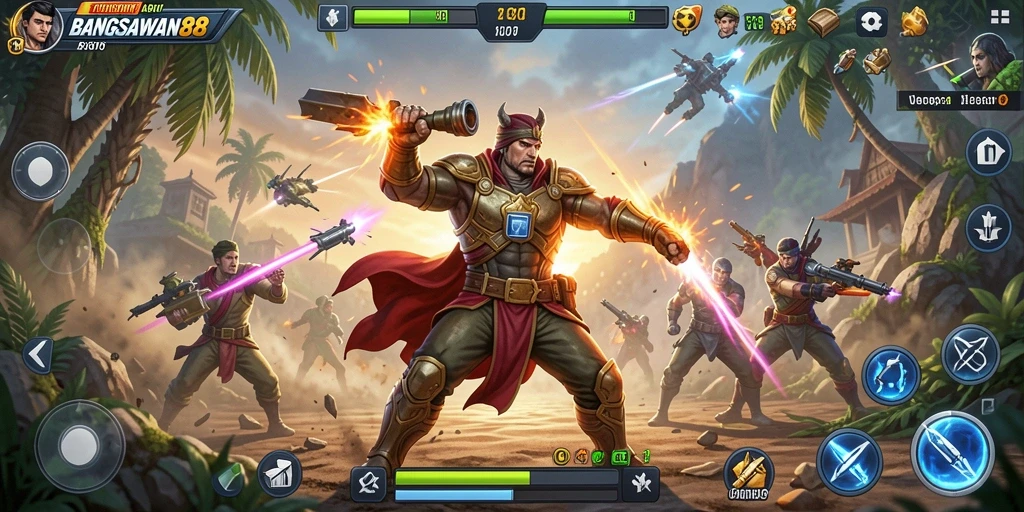 Tampilan gameplay mendebarkan BANGSAWAN88 dengan aksi yang intens.
