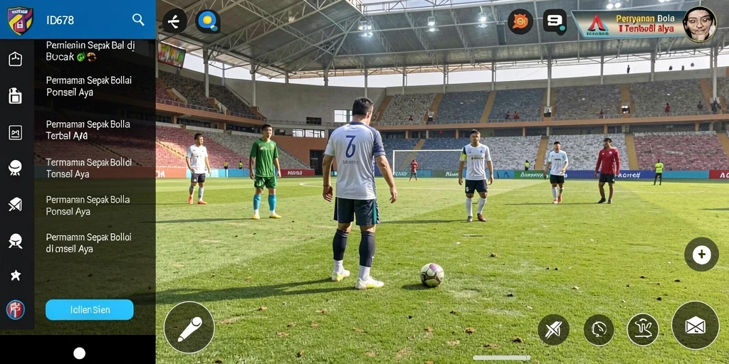 Tampilan gameplay menegangkan dari ID678 dengan aksi sepak bola cepat.