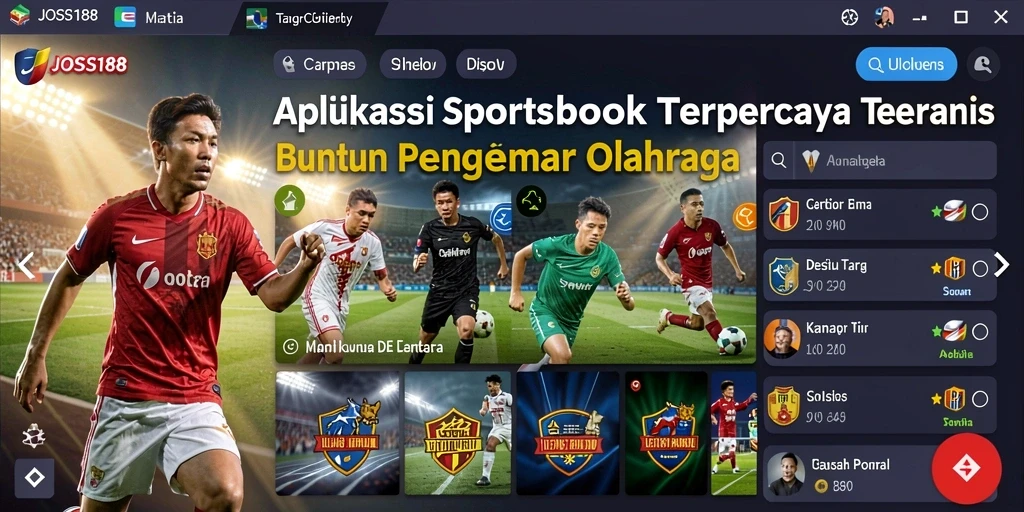 Tampilan utama API JOSS188 menunjukkan berbagai pilihan taruhan olahraga.