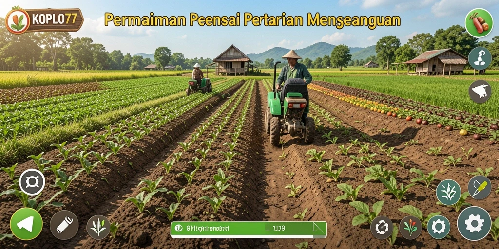 Screenshot gameplay KOPLO77 yang menunjukkan aktivitas bertani.