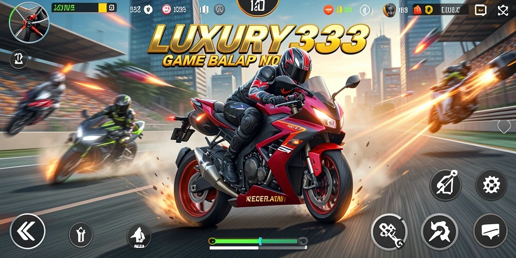 Tampilan gameplay balap motor yang seru dan mendebarkan.