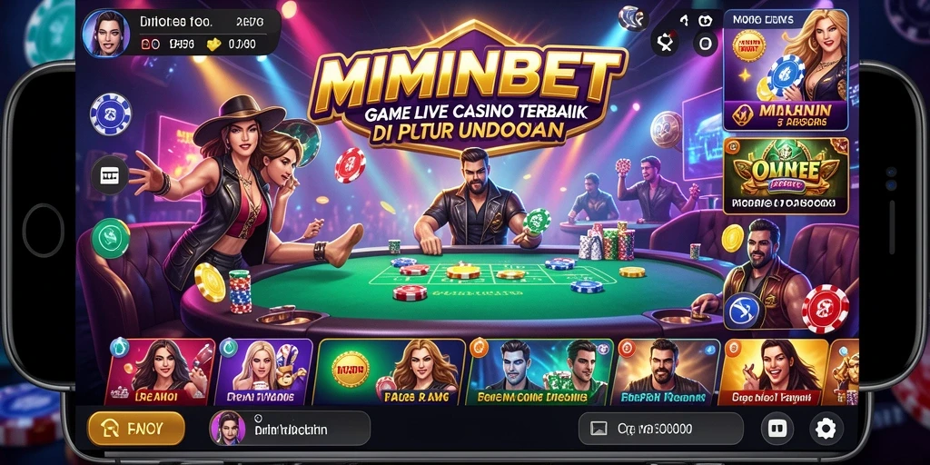 Screenshot MIMINBET menampilkan dealer profesional dalam permainan Live Casino.