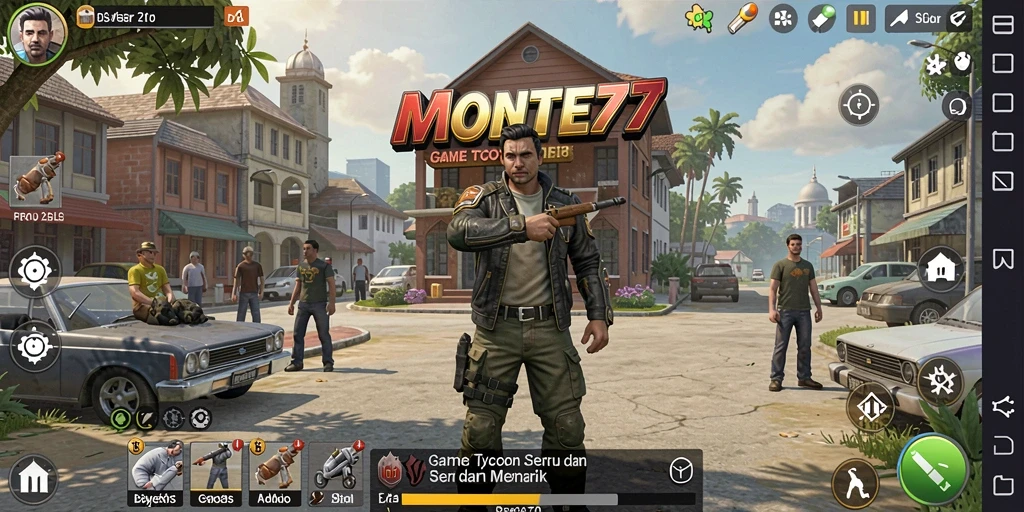 Tampilan gameplay MONTE77 yang menantang dalam membangun bisnis.