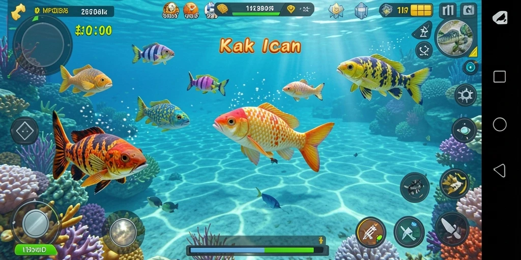 Tampilan gameplay MPOID menembak ikan yang penuh warna dan seru.