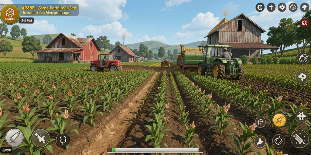 Tangkapan layar utama MR888 menampilkan gameplay pertanian yang menarik dan interaktif.