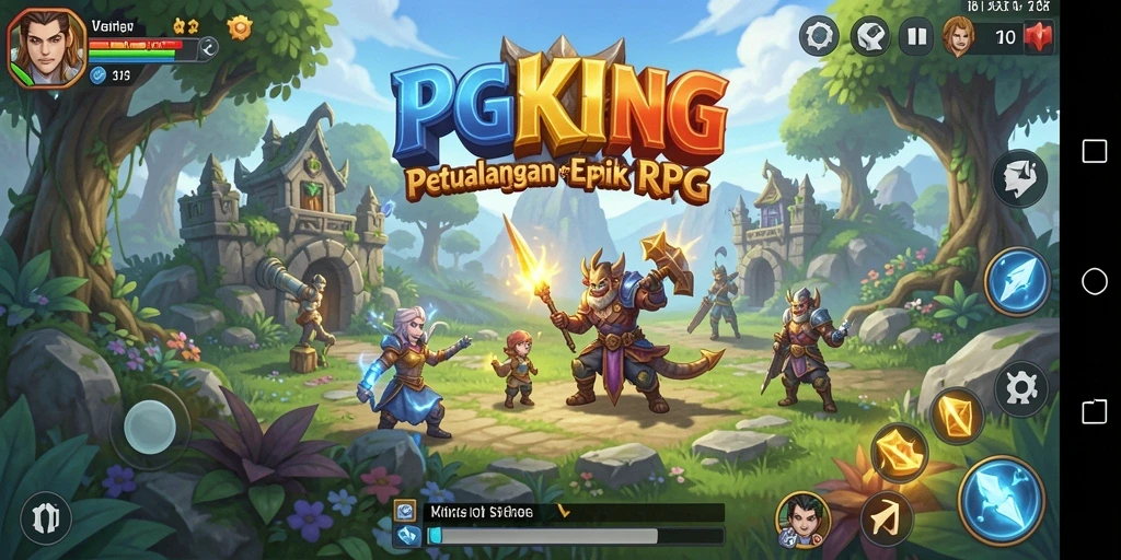 Tampilan menarik dari permainan RPG PGKING yang menampilkan karakter dan pertarungan.