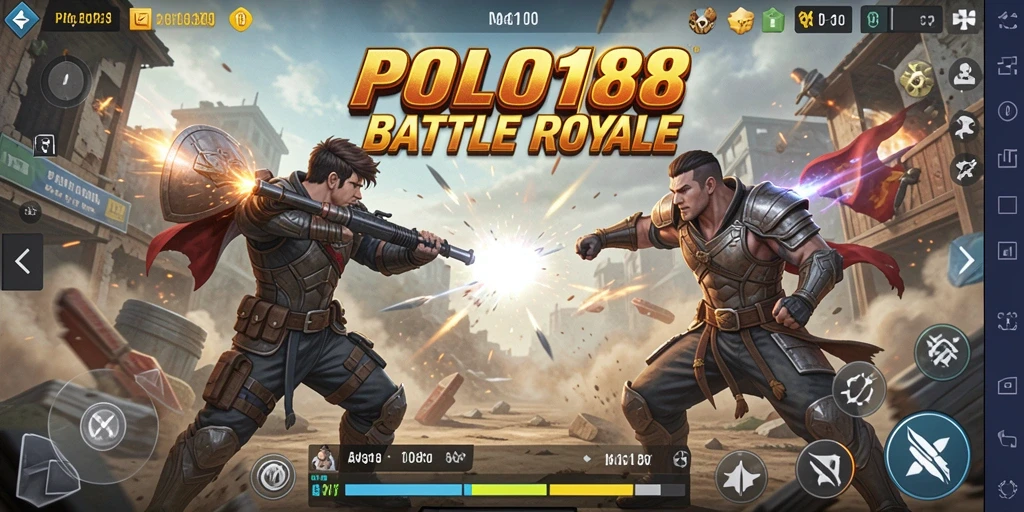 Tampilan gameplay intens di medan perang Battle Royale POLO188.