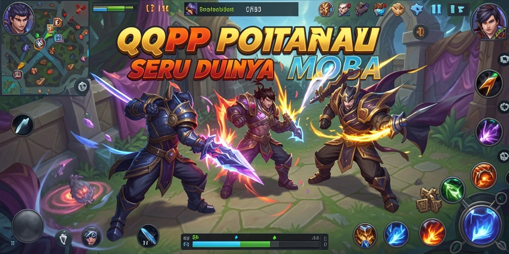 Tampilan aksi intens dalam permainan MOBA QQRP.