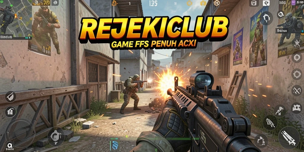 Tampilan gameplay mendebarkan di REJEKICLUB dengan aksi FPS yang intens.