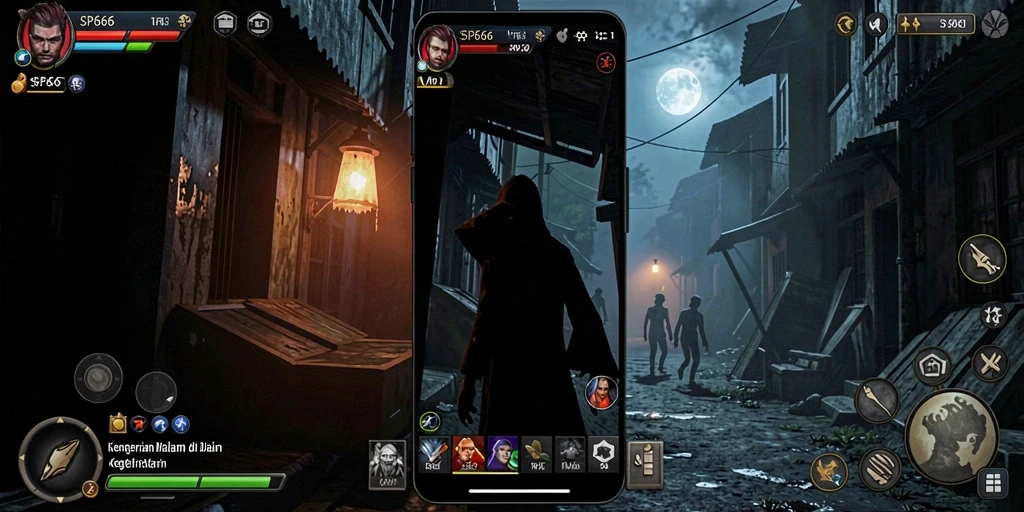 Tangkapan layar SP666 menampilkan momen menegangkan dalam gameplay Horror.