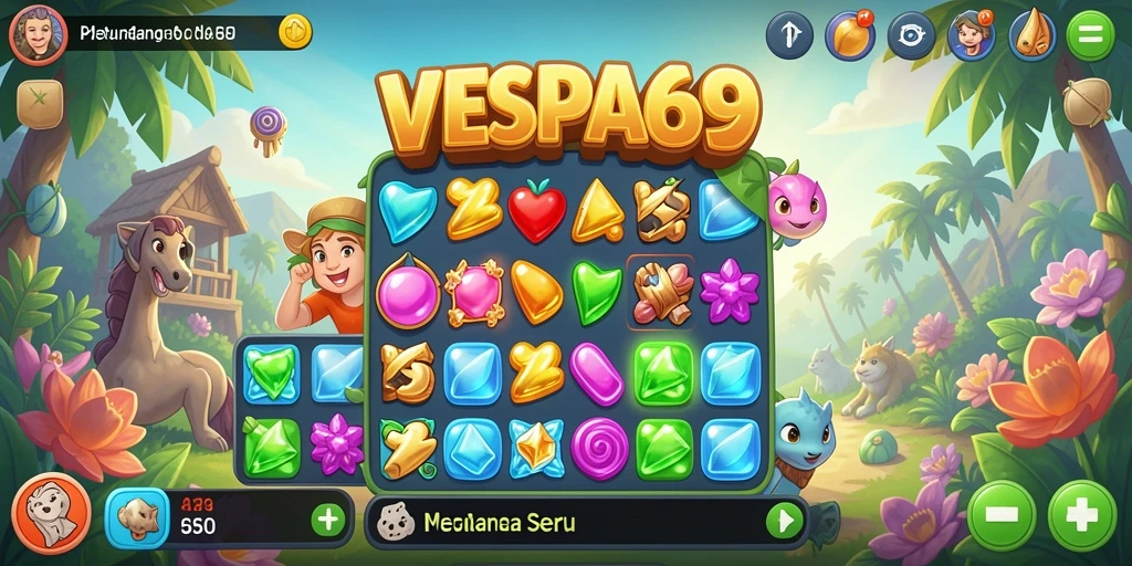 Tampilan memukau dari gameplay VESPA69 yang penuh warna.