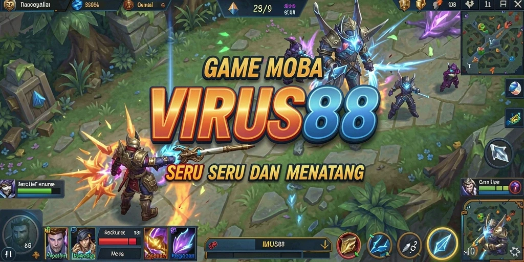 Gameplay intens di <strong>VIRUS88</strong> dengan tim bertarung melawan musuh.